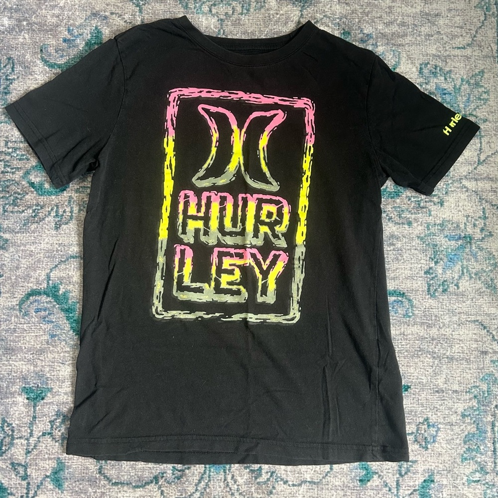 Kids Hurley Neon Logo Tee - LARGE